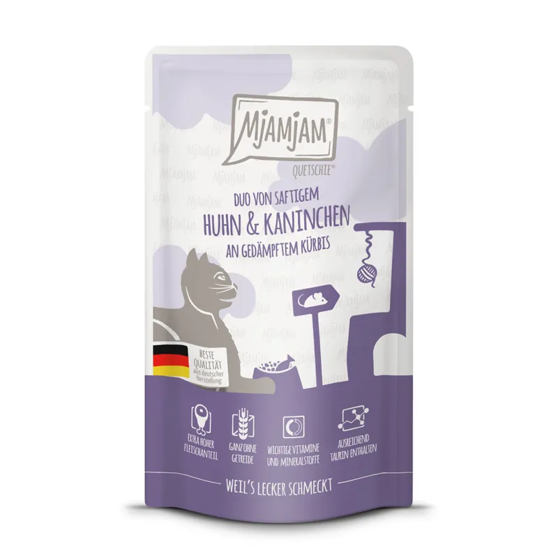 MJAMJAM Pouchbeutel DUO Hühnchen & Kaninchen mit Kürbis 125 g Knallerangebot